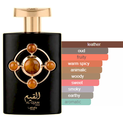 Al QIAM Gold EDP - 100ml - Lattafa Pride Elite Collection - Spicy, Leather, Fruity, Oud Wood, Earthy Patchouli, Amber, Vetiver