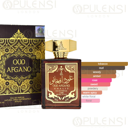 Oud Afgano 100ml Eau De Parfum by Khalis - Oud, Tobacco scent, Musk, Sandalwood and Jasmine