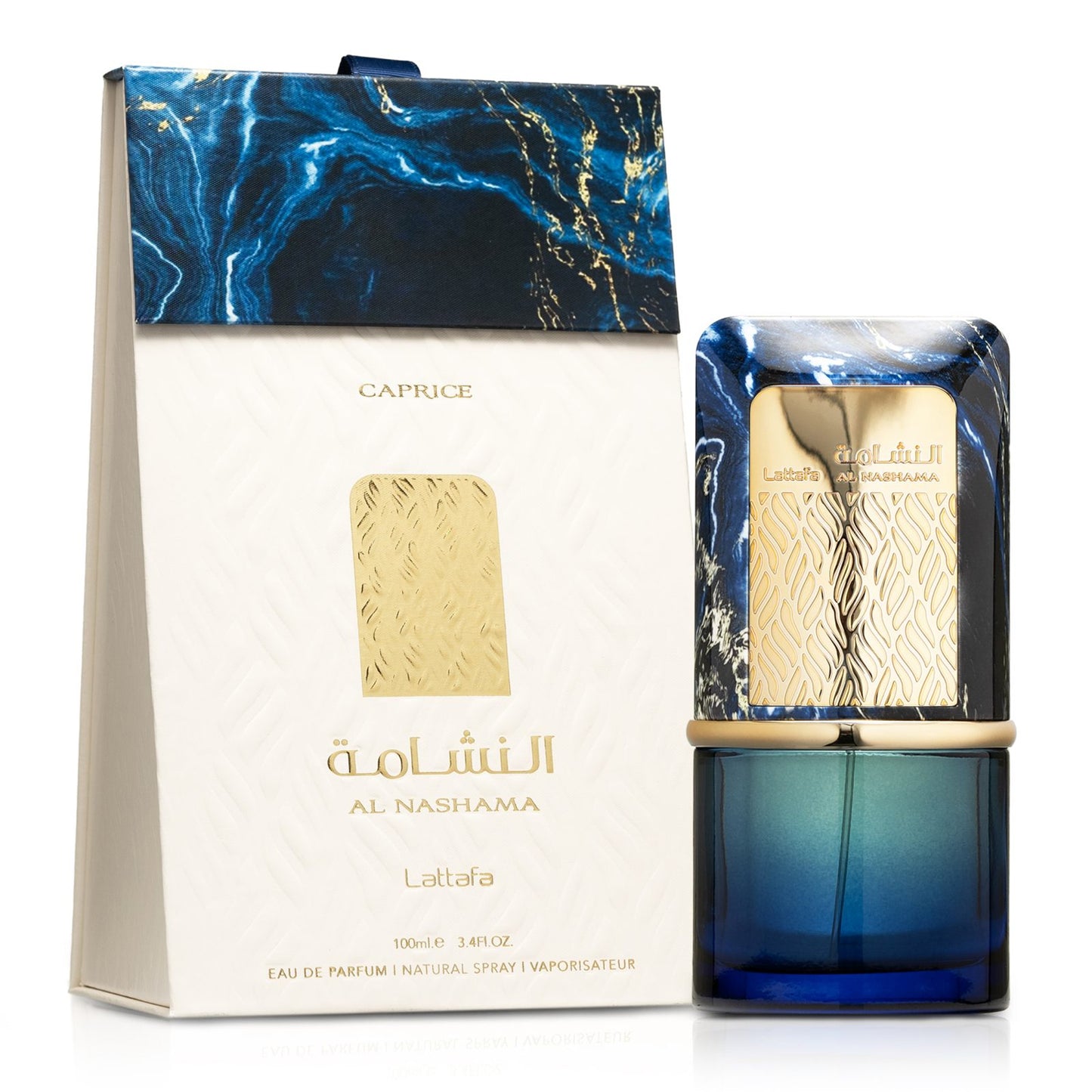 AL Nashama Caprice 100ml EDP by Lattafa bottle and box