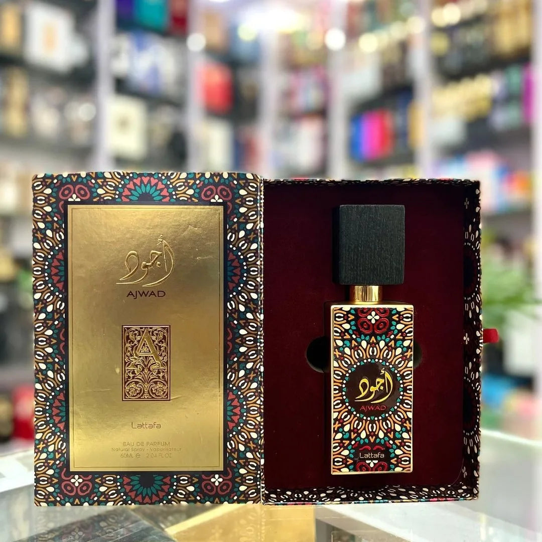 Ajwad Perfume 60ml EDP by Lattafa open box display