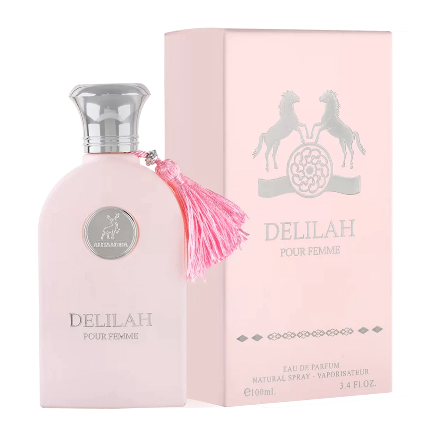 Delilah Pour Femme Eau De Parfum Spray 100ml by Maison Alhambra bottle and box