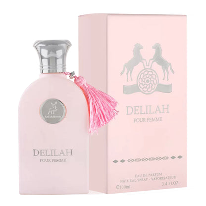 Delilah Pour Femme Eau De Parfum Spray 100ml by Maison Alhambra bottle and box