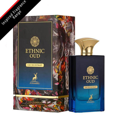 Ethnic Oud Perfume 100ml EDP by Maison Alhambra bottle and box