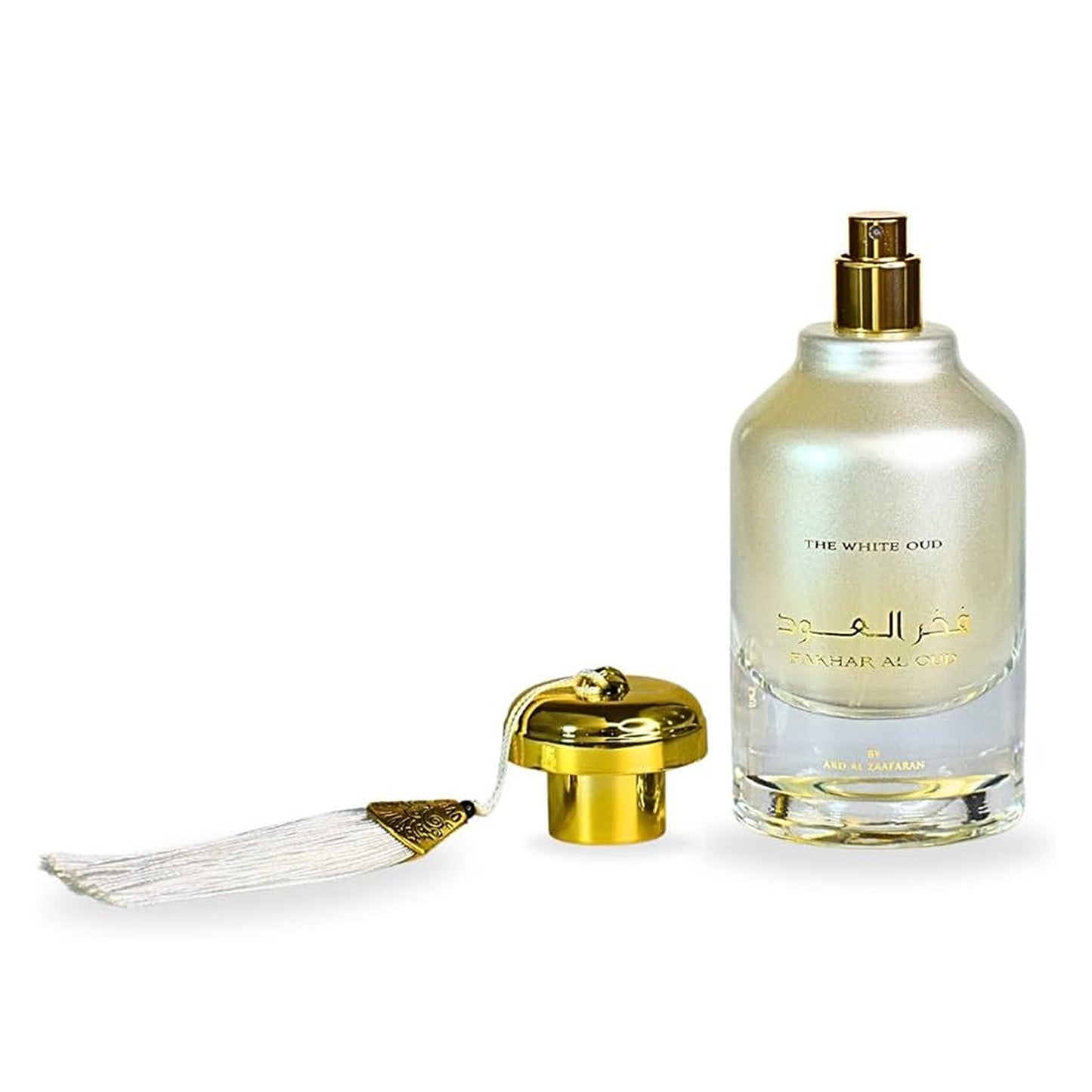 Fakhar Al Oud The White Oud 100ml EDP by Ard Al Zaafaran bottle lid open atomizer display