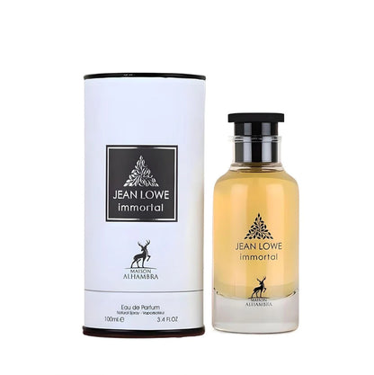 Jean Lowe Immortal 100ml EDP By Maison Alhambra bottle and box