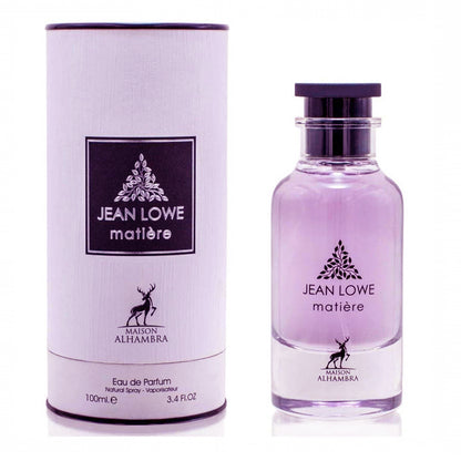 Jean Lowe Matiere 100ml EDP By Maison Alhambra bottle and box