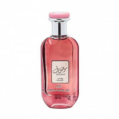 Mousuf Wardi Perfume 100ml EDP by Ard Al Zaafaran bottle pink