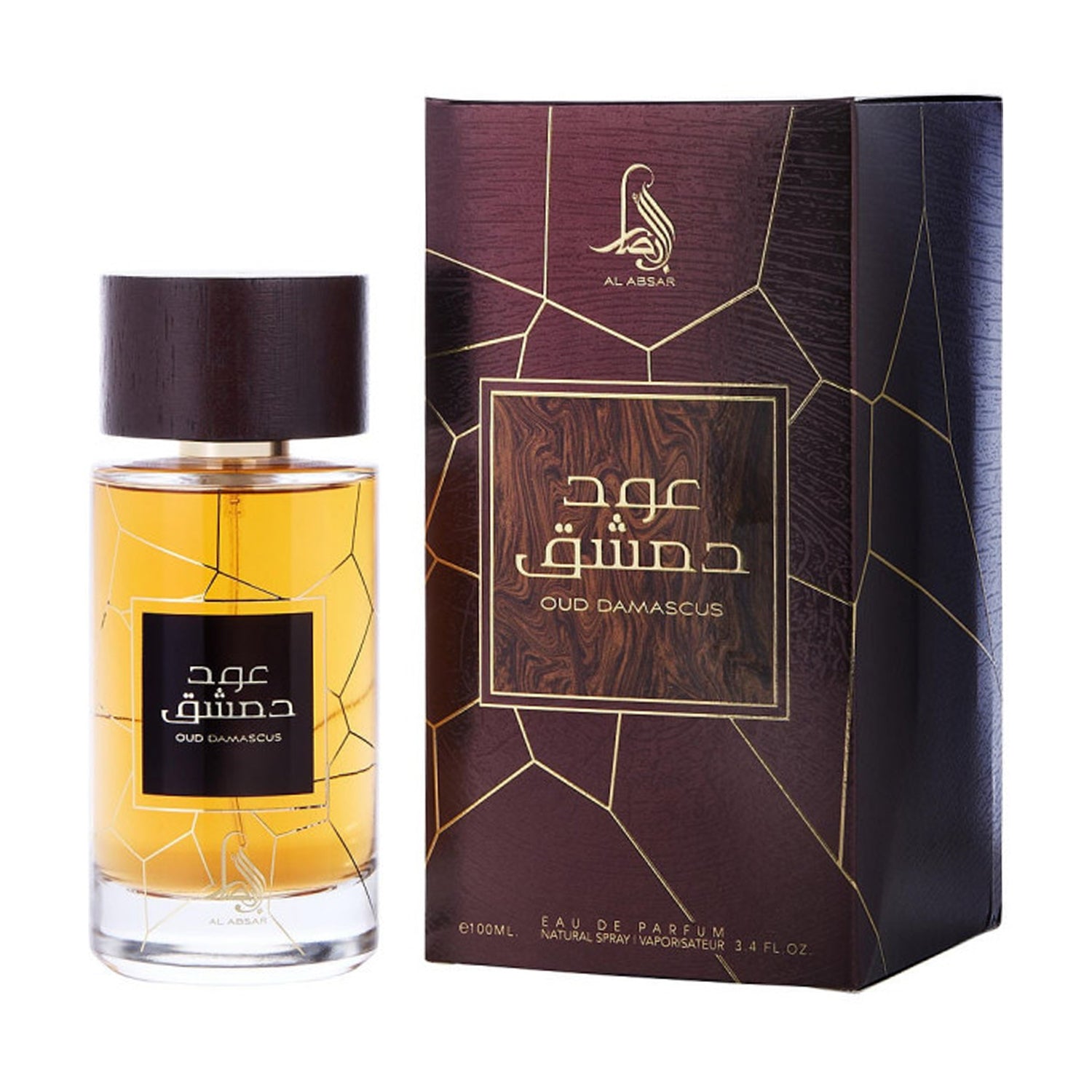 Oud Damascus Eau De Parfum 100ml By Al Absar al watania bottle and box