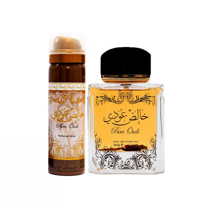 Pure Oudi (Khalis Oudi) 100ml EDP with Deodorant Gift Set by Lattafa
