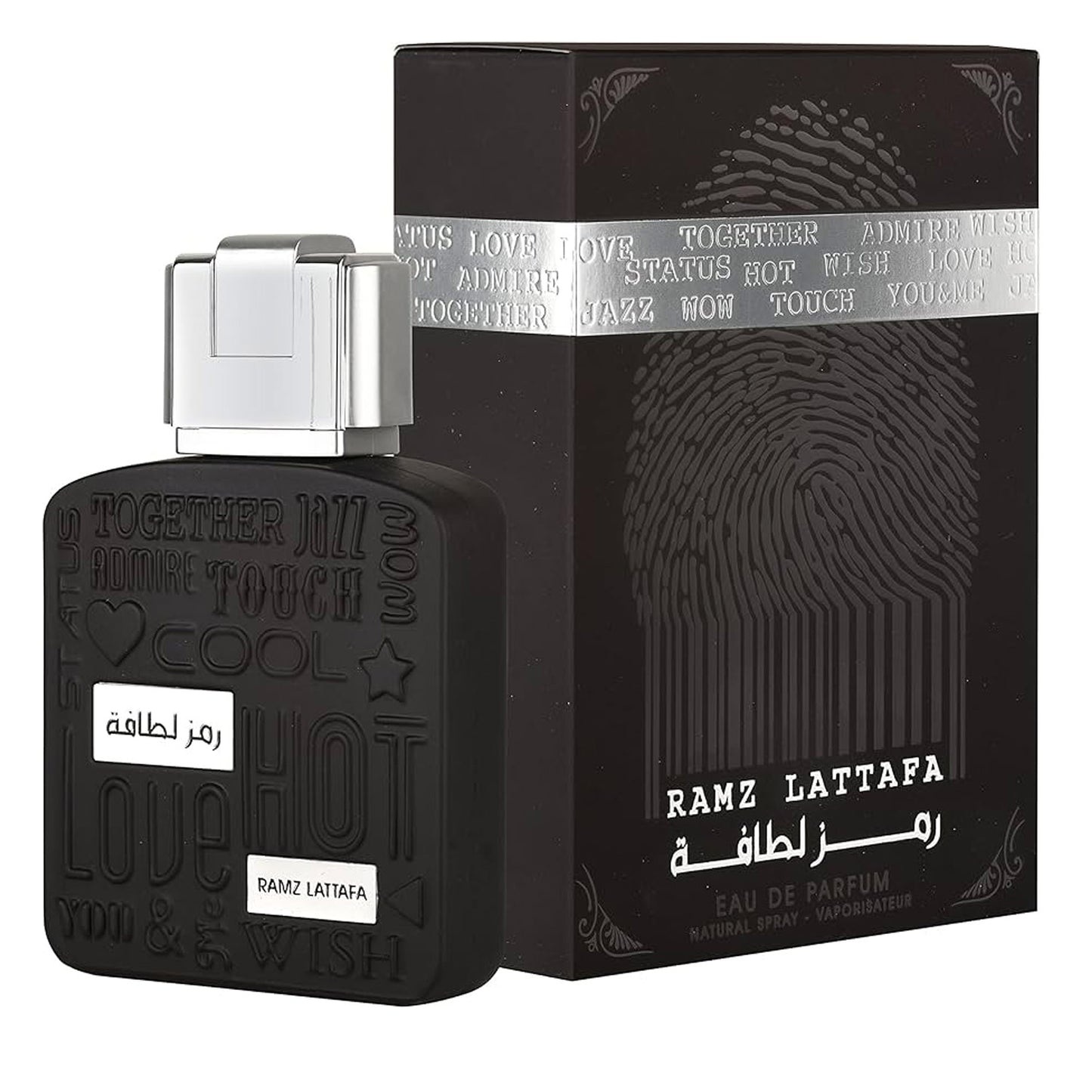 Ramz Silver Eau de Parfum 100ml by Lattafa bottle and box