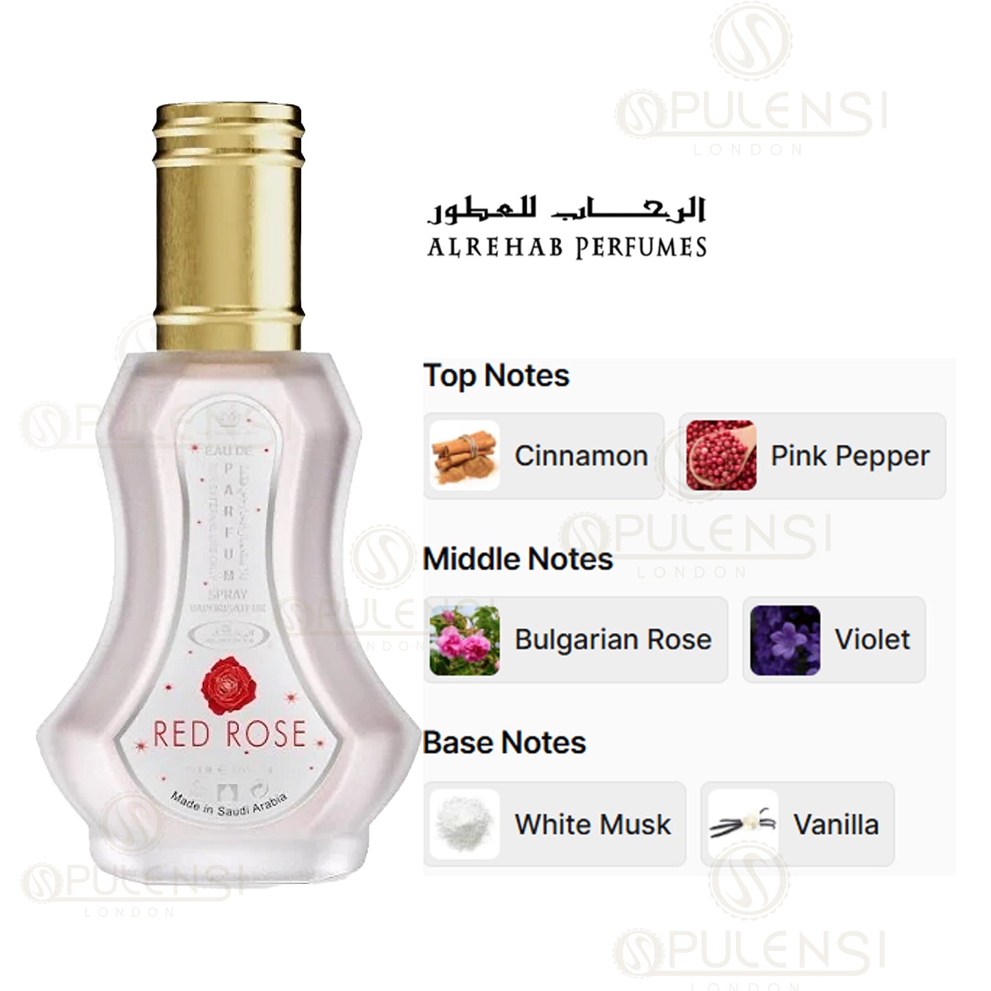 Red Rose EDP 35ml by Al-Rehab - Floral perfume for Women