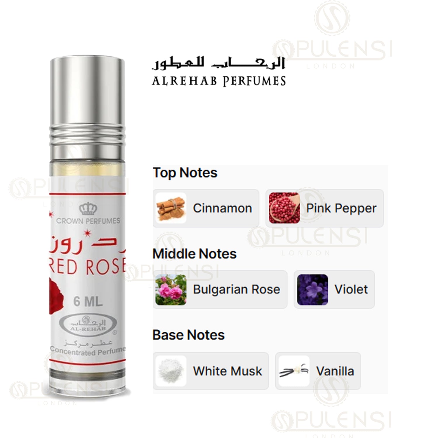 Red Rose 6ml Concentrated Perfume Oil by Al-Rehab perfume notes diagram