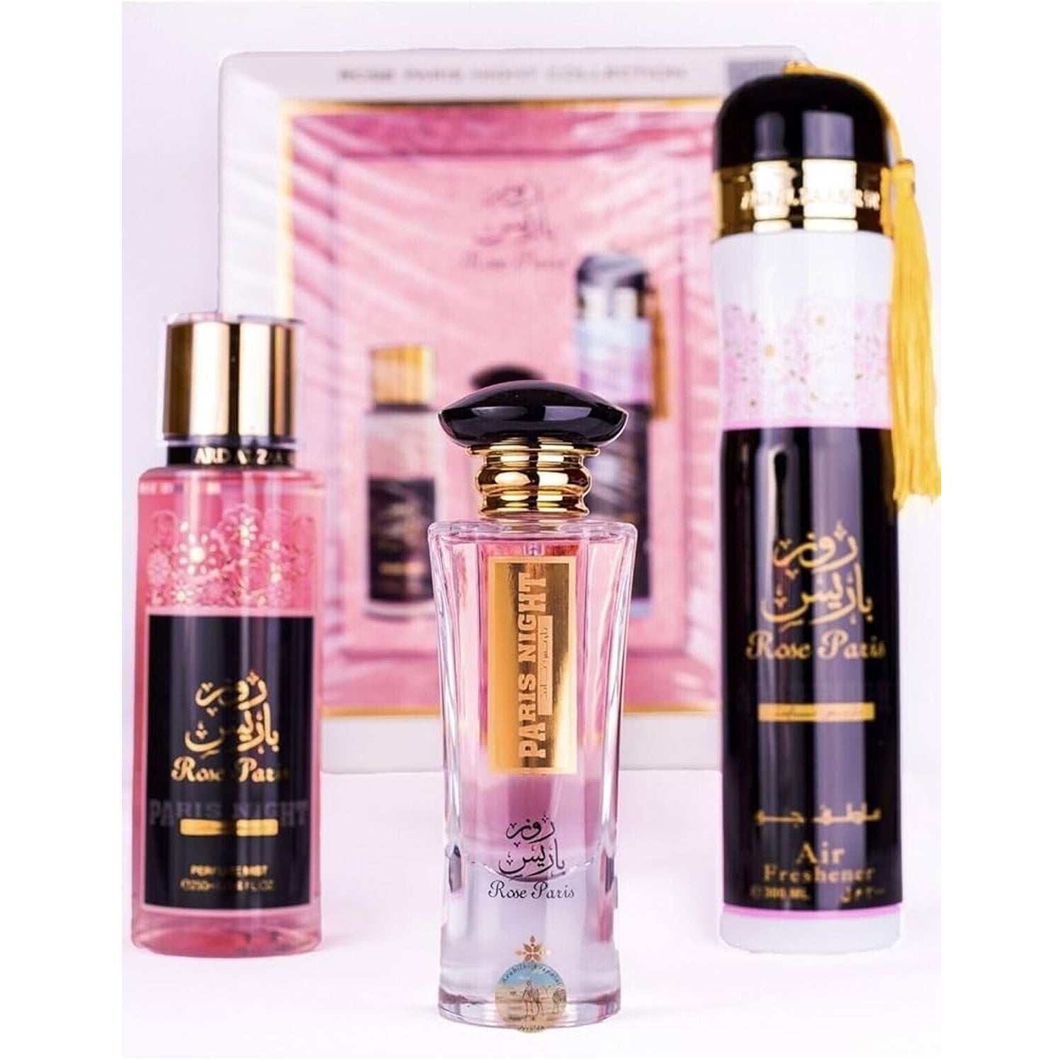 Rose Paris Night Collection 3 Piece Gift Set Ard al Zaafaran closeup presentation