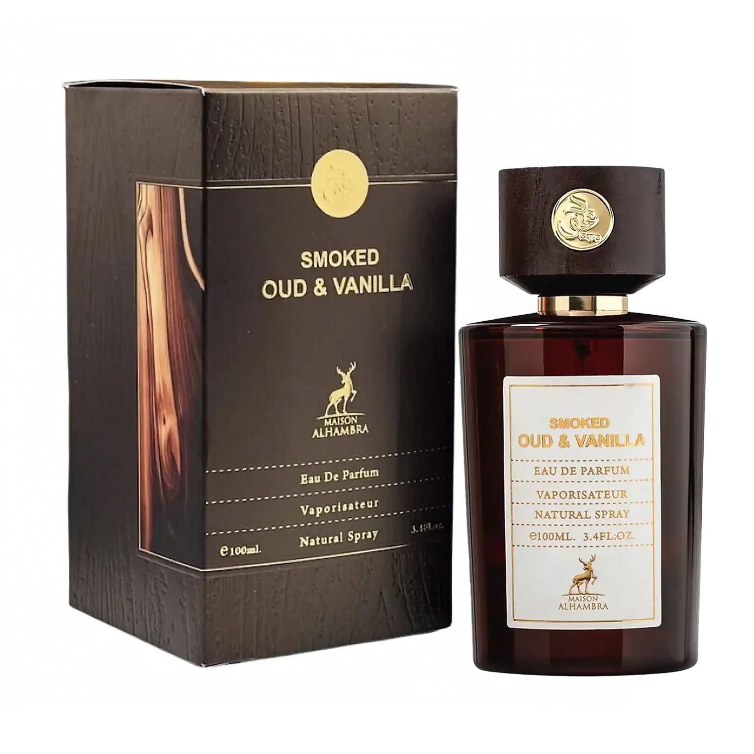 Smoked Oud & Vanilla 100ml by Maison Alhambra bottle and box