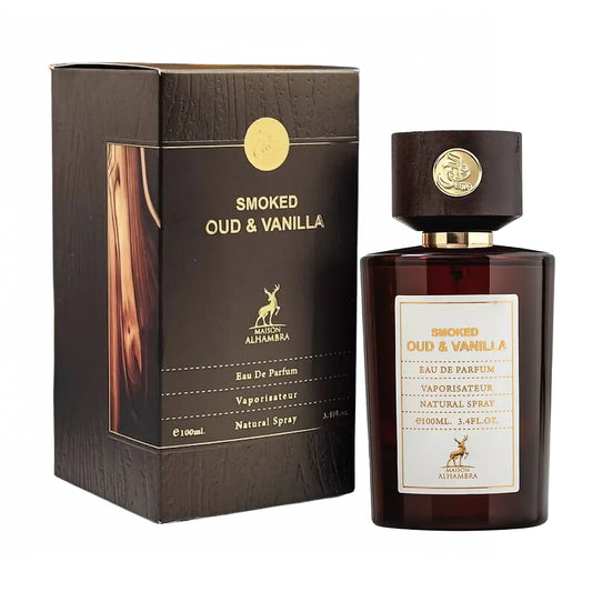 Smoked Oud & Vanilla 100ml by Maison Alhambra bottle and box