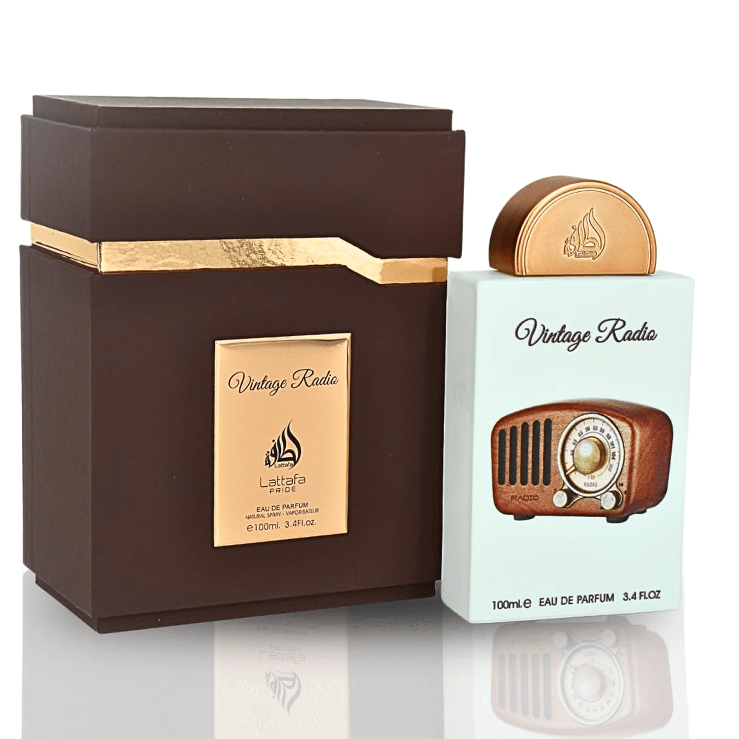Vintage Radio EDP 100ml By Lattafa Pride bottle and box