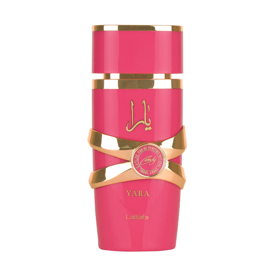 Yara Candy 100ml EDP By Lattafa bottle dark pink