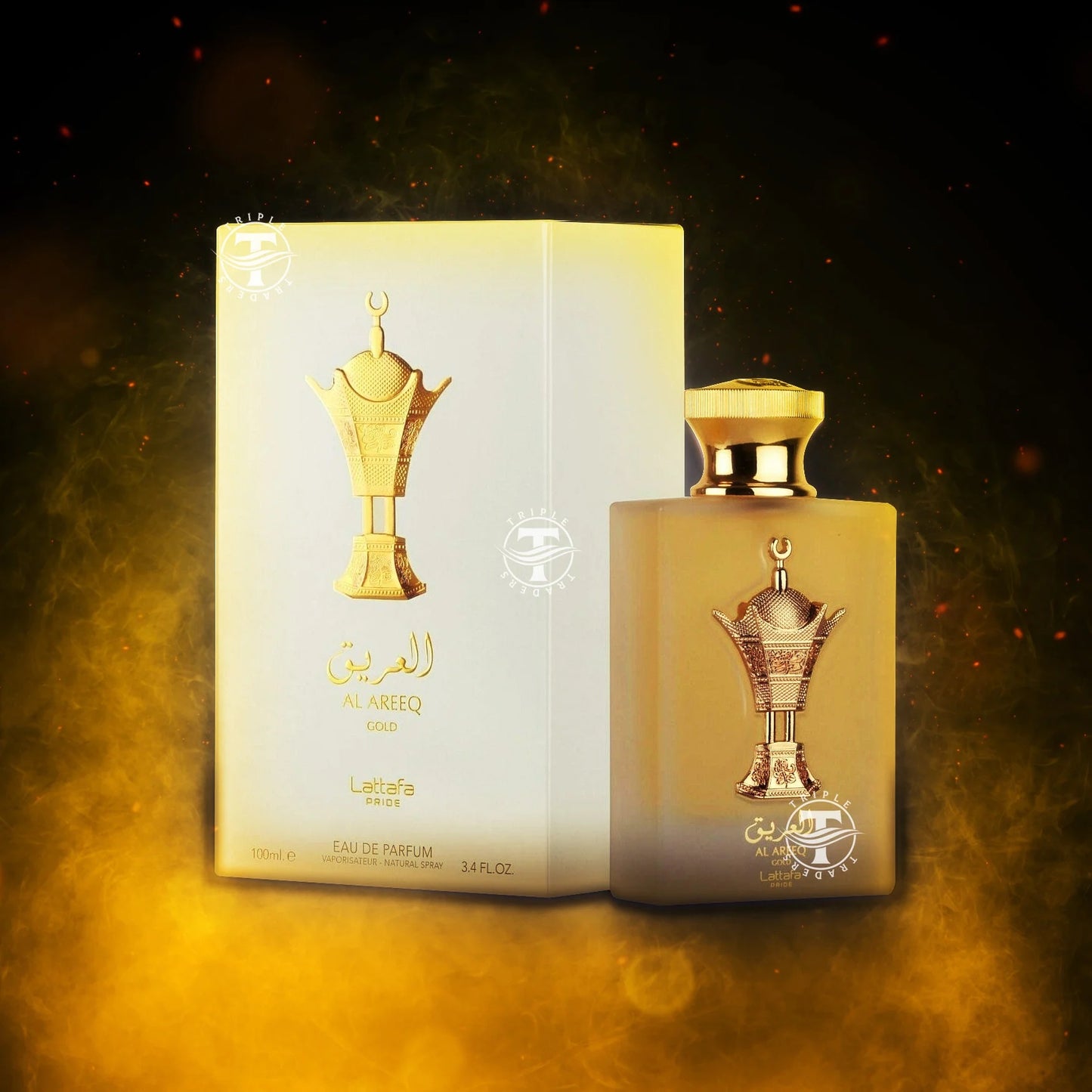 Al Areeq Gold Perfume 100ml EDP by Lattafa Pride golden banner